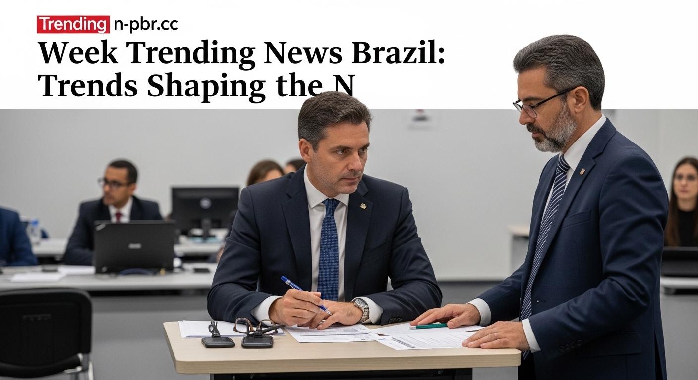 São Paulo skyline at dusk with protest banners and corporate skyline in the distance