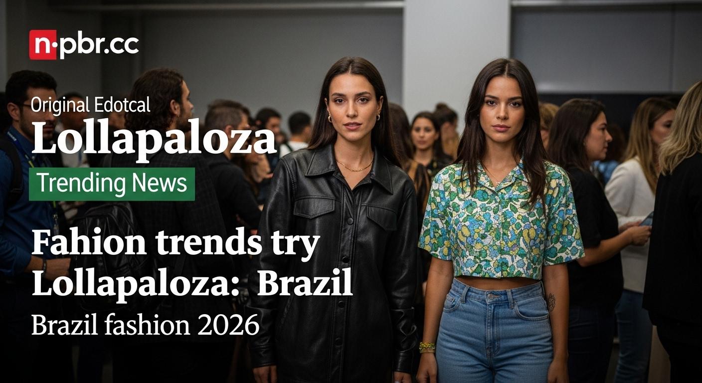 Festival fashion at Lollapalooza Brazil 2026: neon colors, denim, and sun-ready accessories in a crowded outdoor venue.