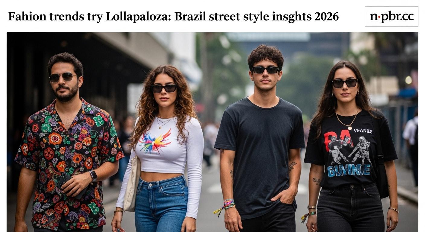 Festival-goers at Lollapalooza Brazil 2026 wearing colorful street-style outfits in São Paulo.