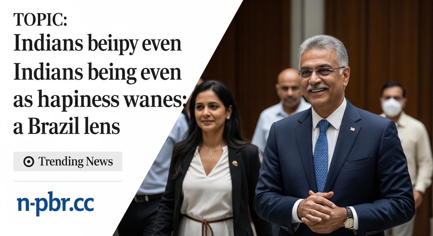 Graphic showing happiness trend in India with Brazil in the backdrop