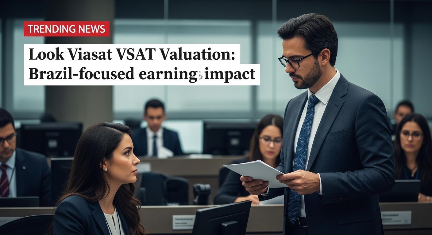 VSAT satellite dish and Brazil connectivity concept in a newsroom