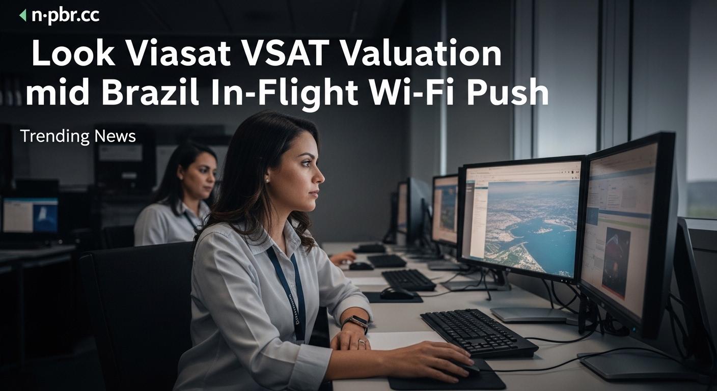 Satellite dish over Brazil map with financial chart representing Look Viasat VSAT Valuation.
